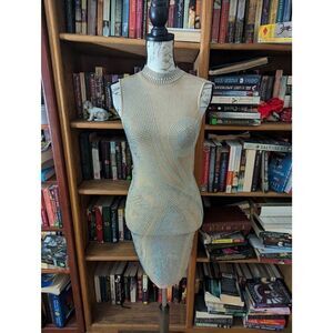 Valiant Paris Women’s Medium Luxury Embellished Bodycon Dress Gown Rhinestone